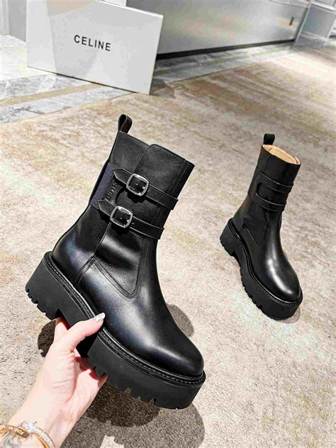 celine bulky buckled medium boot in calfskin black|Celine Bulky Buckled Medium Boot In Calfskin .